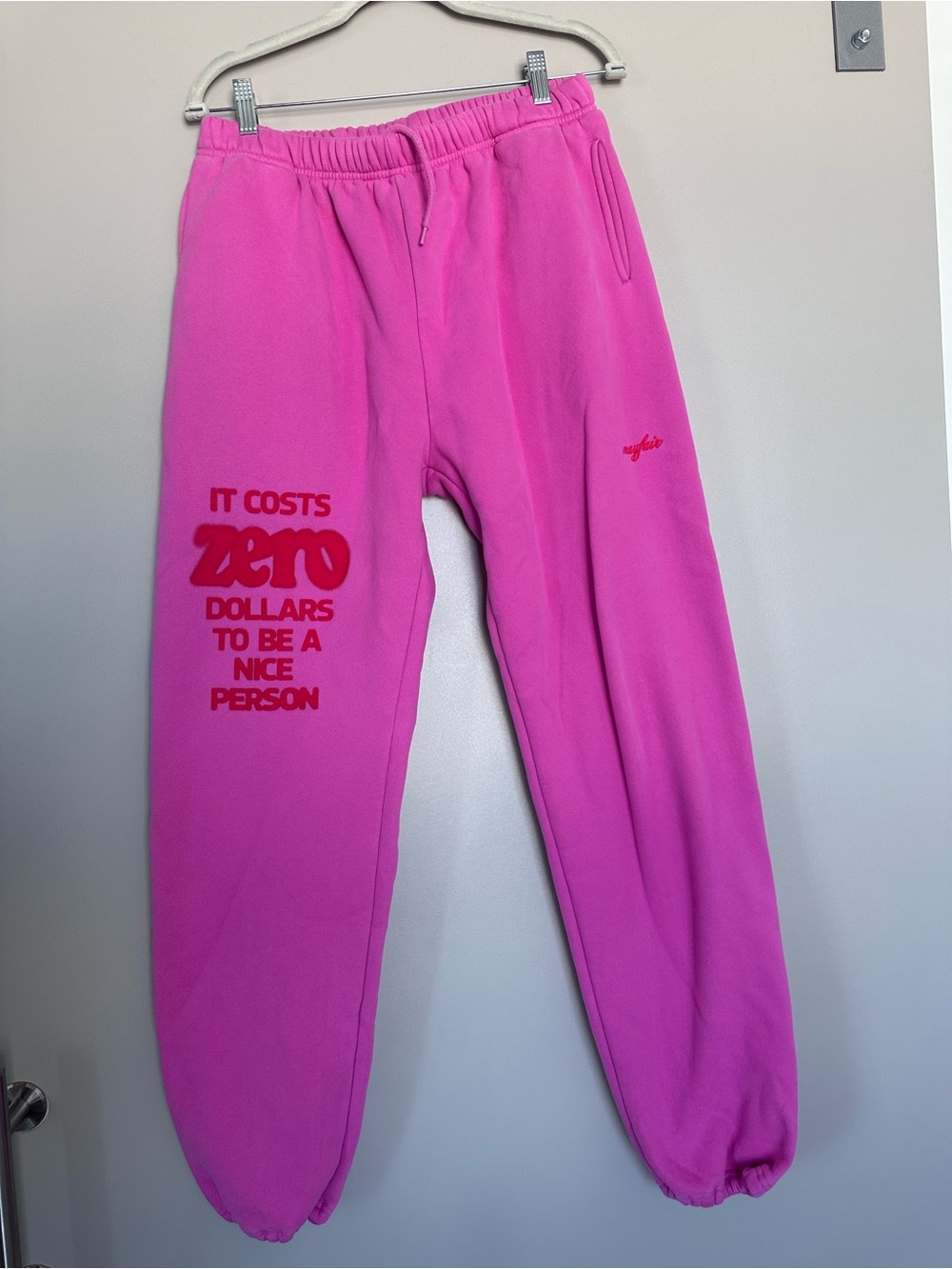 Mayfair heavyweight bright pink sweatpants.